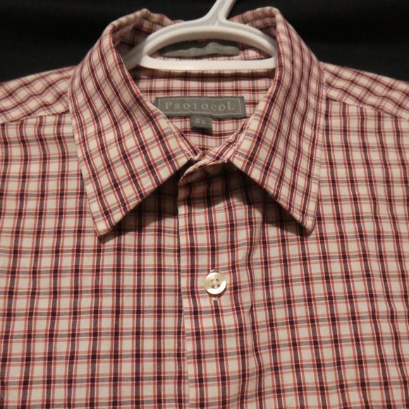 PROTOCOL, checkered button down shirt, 15.5 neck, 34-35 - Picture 4 of 16